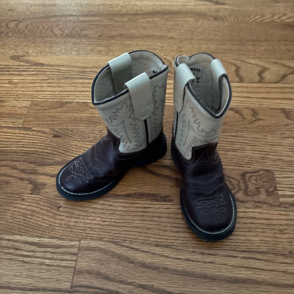 Kids Brown and Cream Boots-barely worn